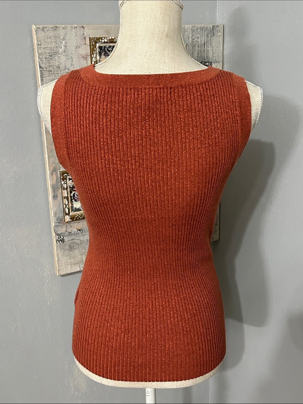 Apostrophe Rust Ribbed Scoop Neck Tank - Picture 3 of 4